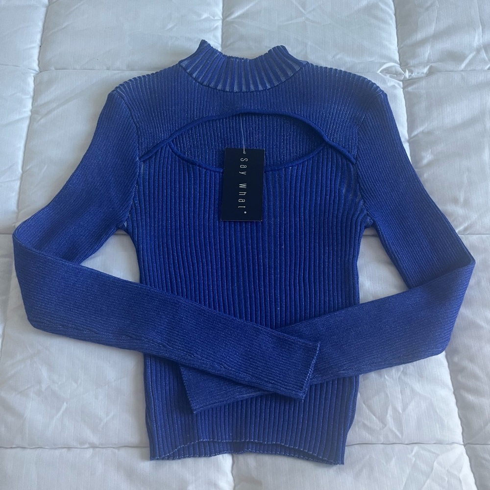 Say What? Vibrant Blue Ribbed Knit Top